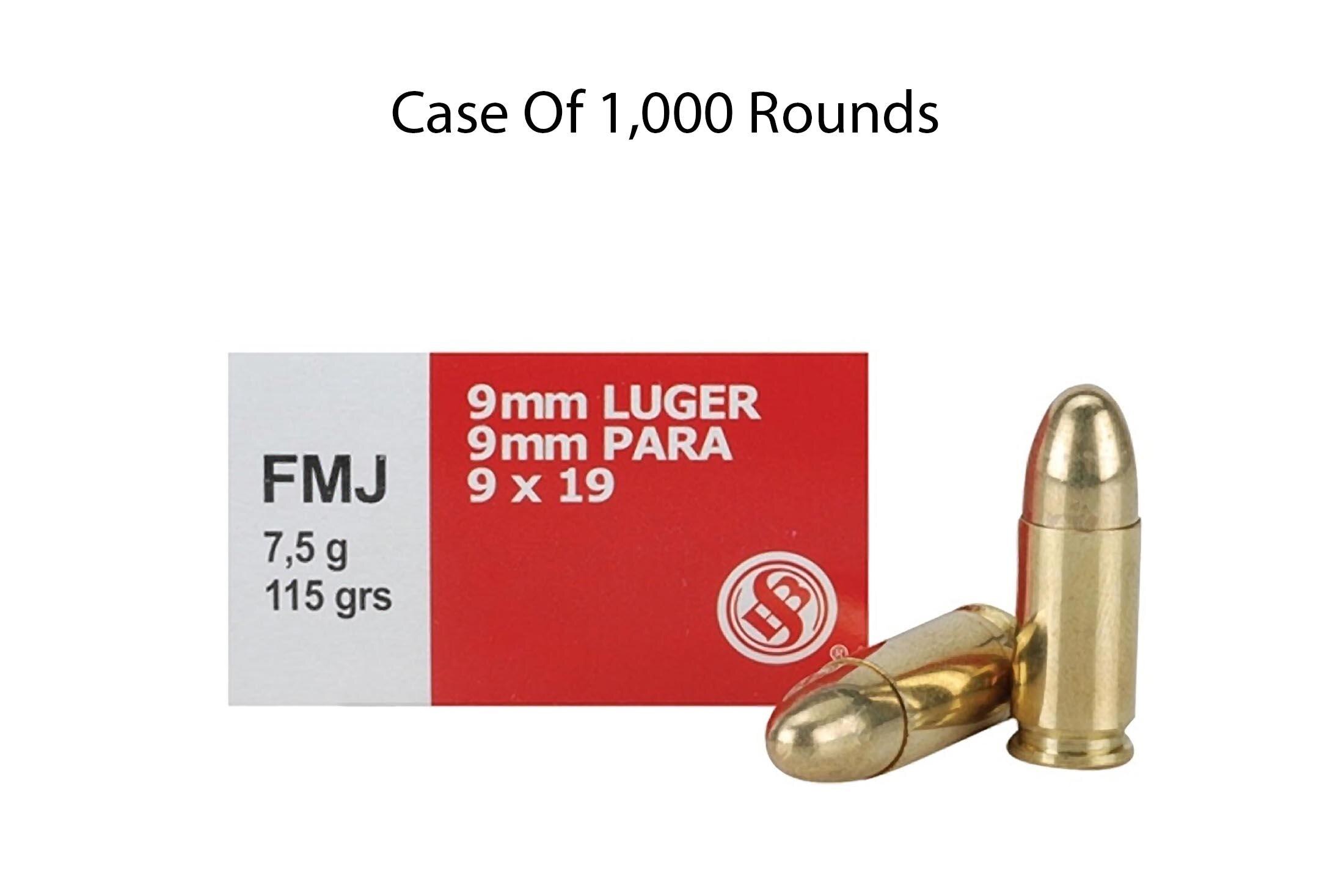 Sellier & Bellot 9mm Luger 115gr FMJ Ammo - Case of 1000